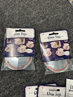 Glass Tags Wine Glass Identifiers - Silver & Rose Gold (18 pcs)